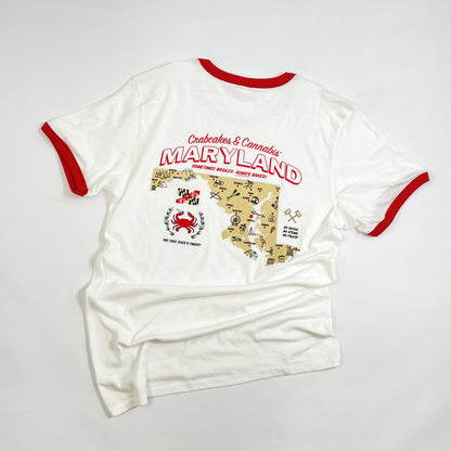 Maryland Map Vintage Ringer Tee